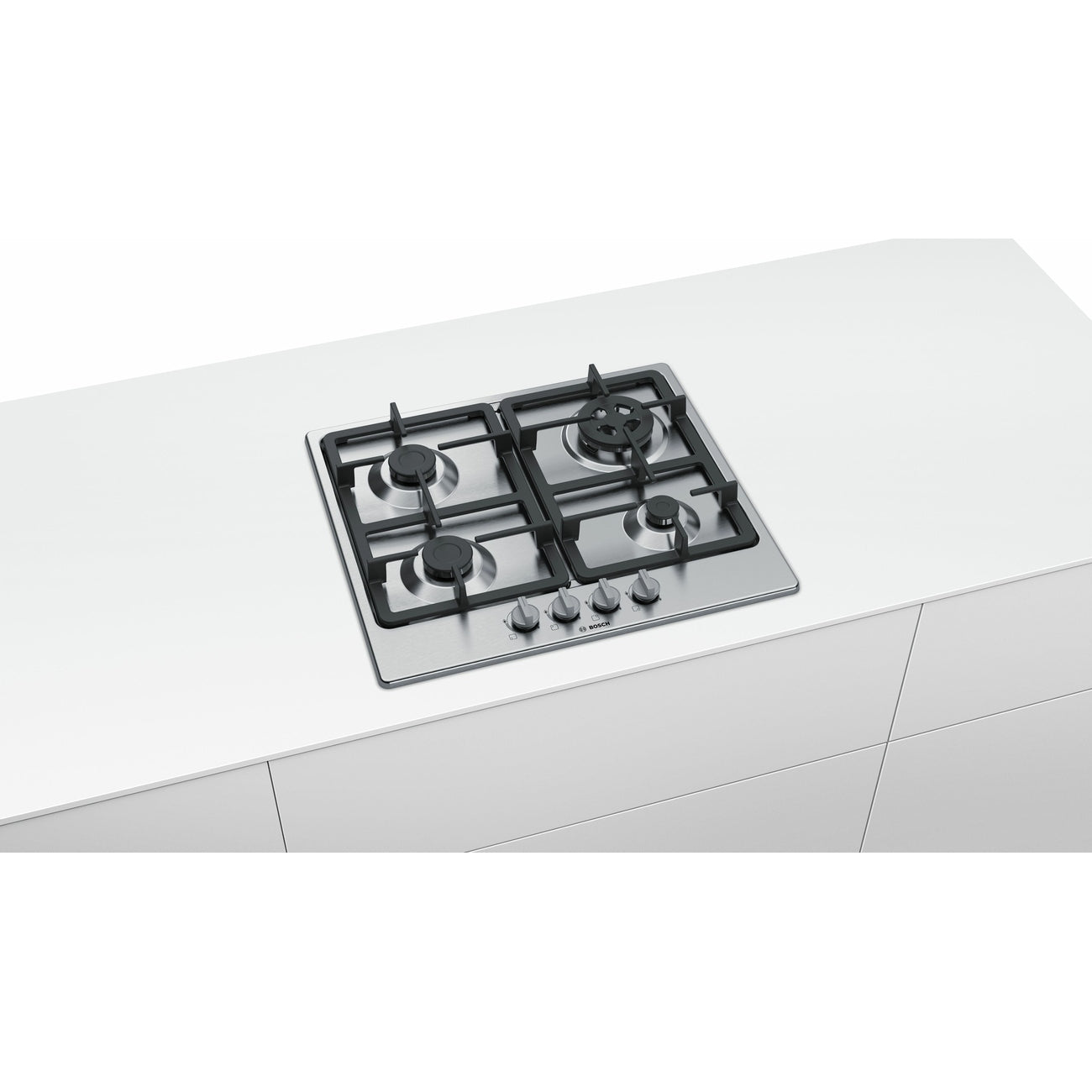 Bosch PGH6B5B90 – Kookplaat – RVS gaskookplaat met 4 pitten en krachtige 7800W aansluiting
