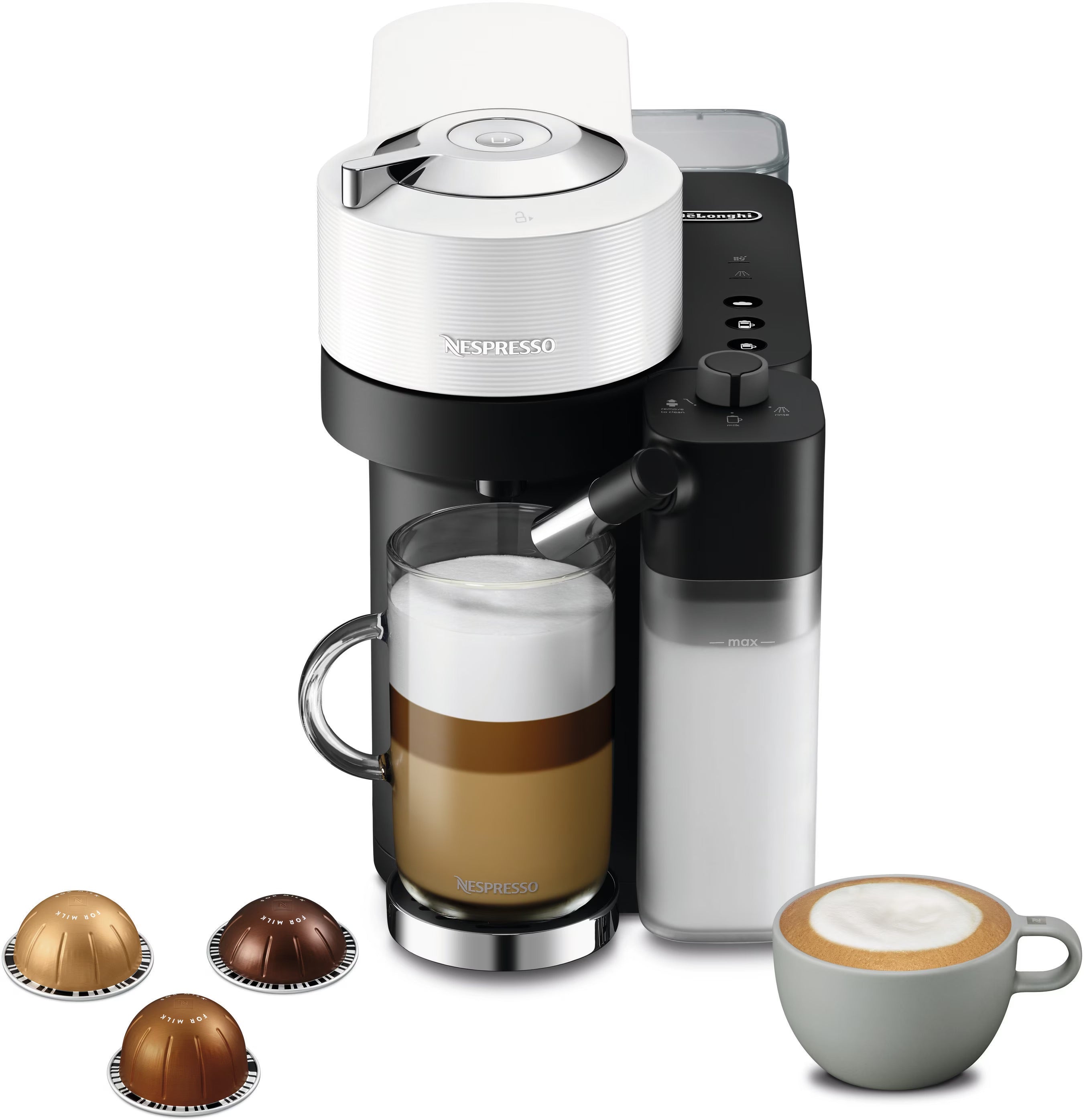 De’Longhi ENV300.W – Koffiemachine – Volautomatisch – Cups & Gemalen Koffie – Melkreservoir – 1450W – Wit – 1,8L