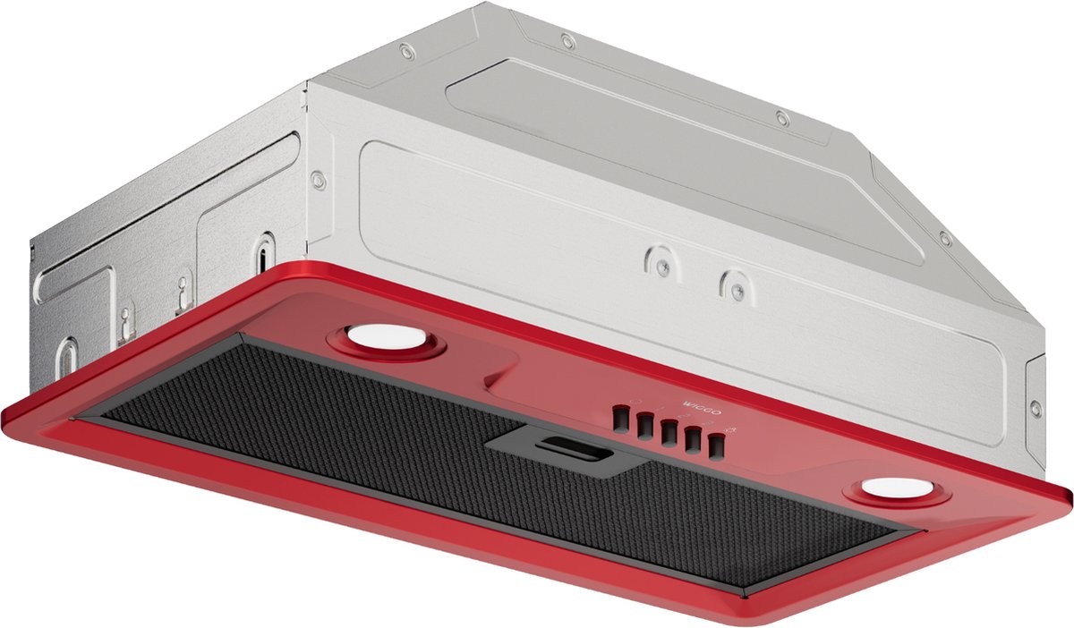 Wiggo WE-E573R(RB) – Inbouw Afzuigkap – Rood RVS – 60 cm – LED – Stil – Compact